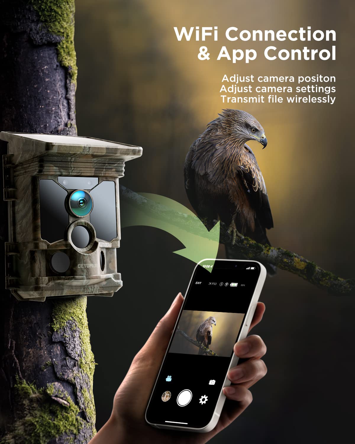 CEYOMUR CY95 Solar-Wildkamera mit WiFi-Verbindung und App-Steuerung