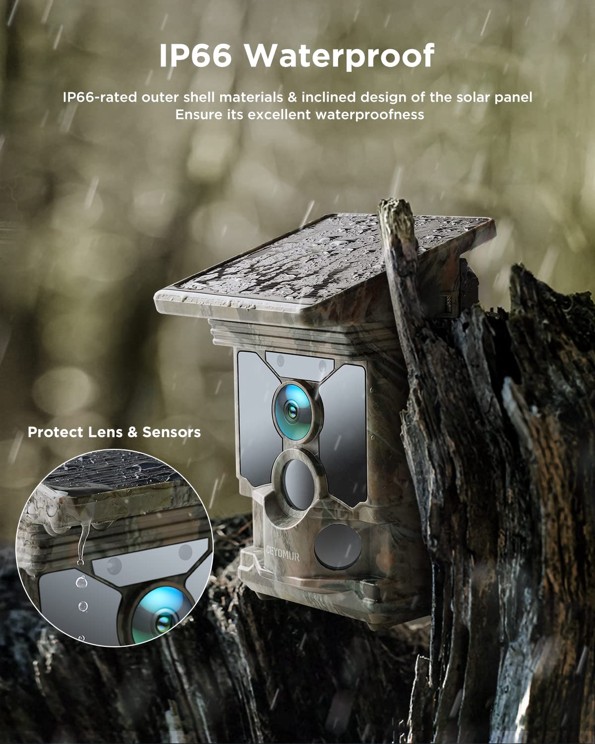 CEYOMUR CY95 Solar-Wildkamera mit IP66 wasserdichtem Gehäuse