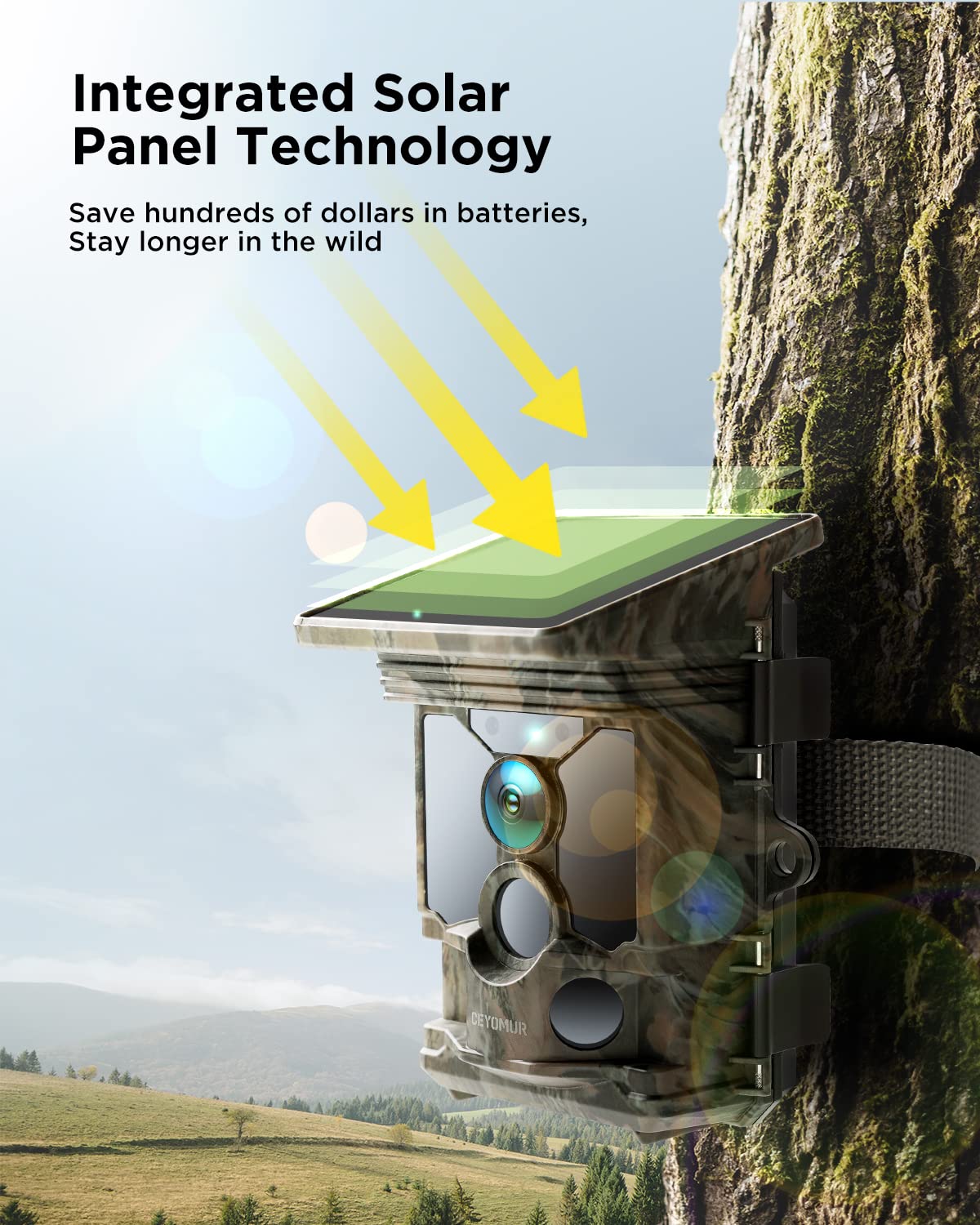 CEYOMUR CY95 Solar-Wildkamera mit integrierter Solarpanel-Technologie